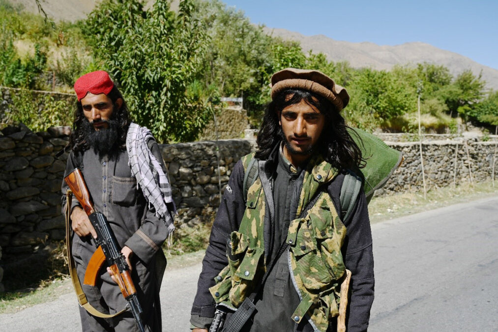 Two Taliban fighters in Panjshir province in September 2021.